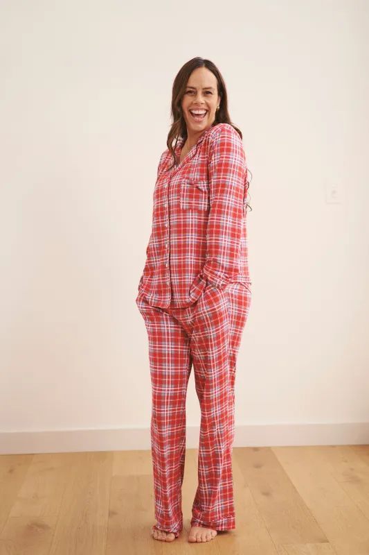Ladies Collared Set - RED PLAID made by Bambi and Birdie