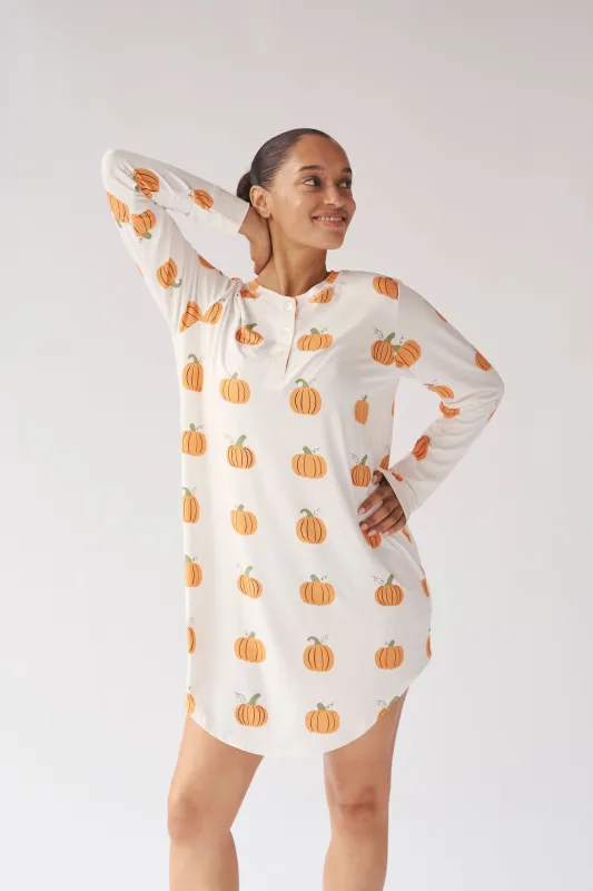 Ladies Henley Nightgown - PUMPKIN sold by Bambi and Birdie