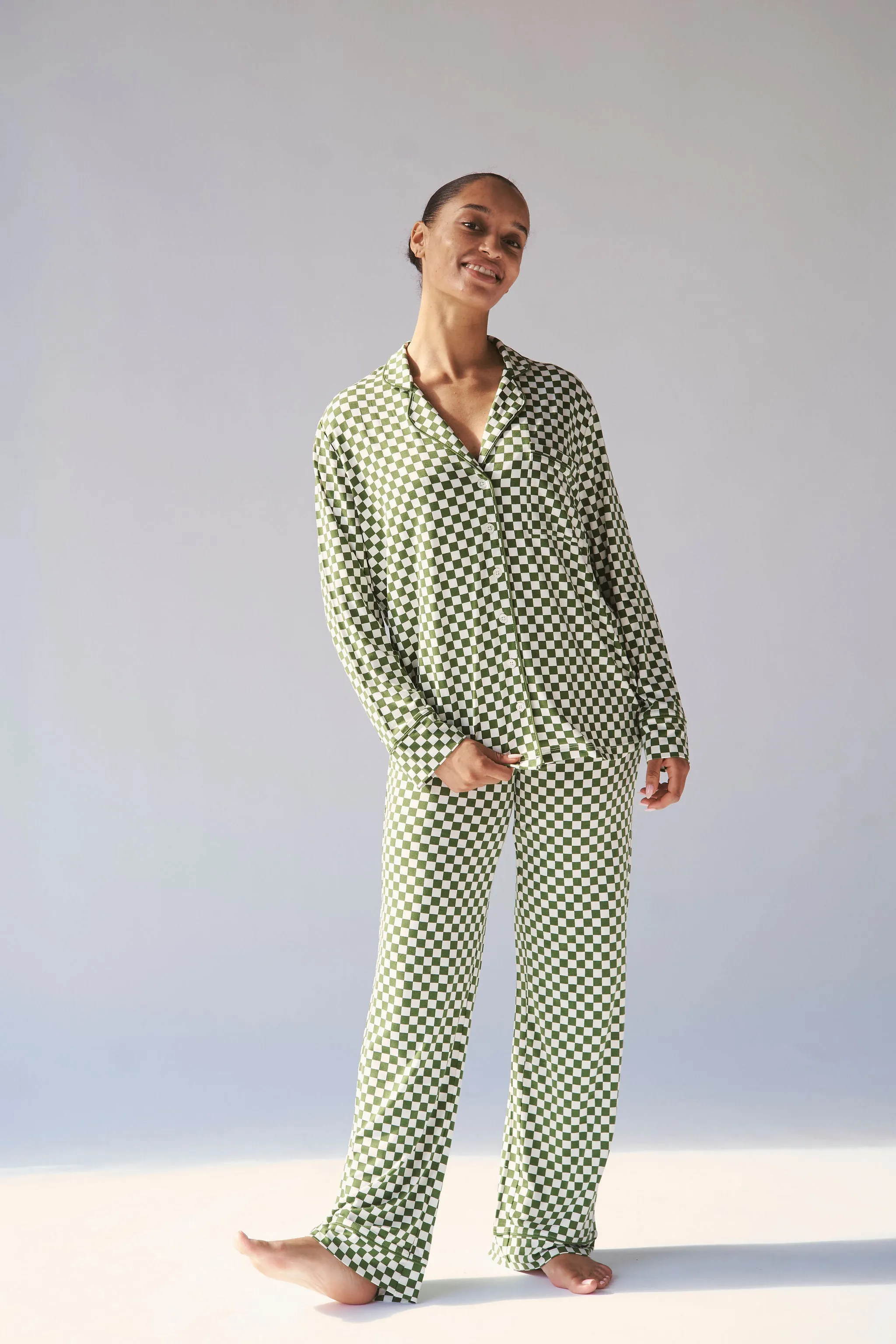Ladies Collared Set - GREEN CHECK sold by Bambi and Birdie