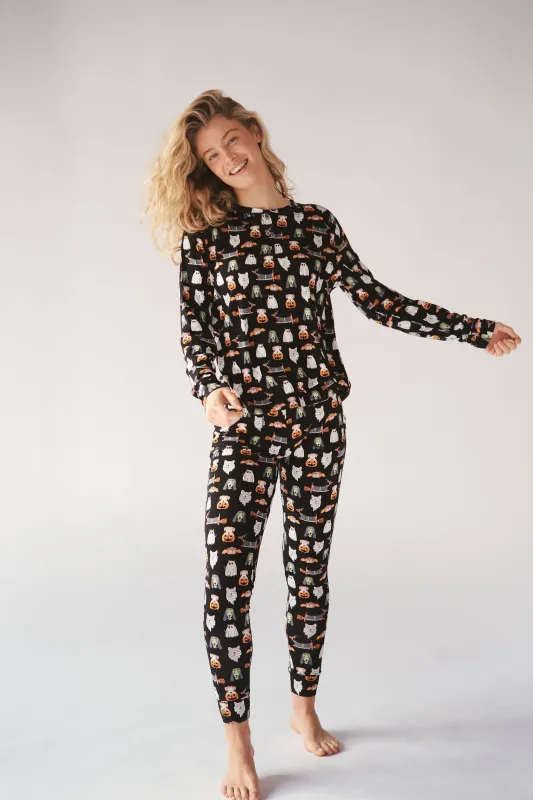 Ladies Henley Jogger Set - SPOOKY DOGS sold by Bambi and Birdie