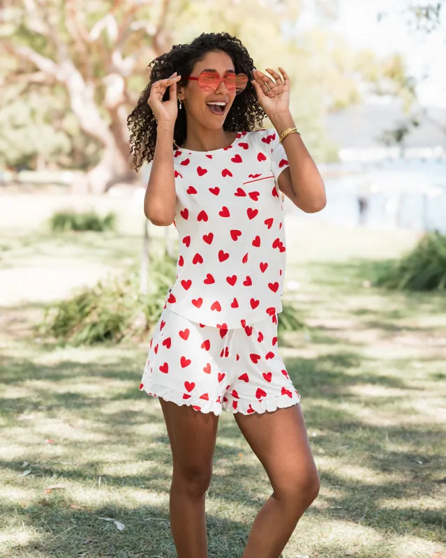 Ladies Ruffled Short Set - RED HEART made by Bambi and Birdie