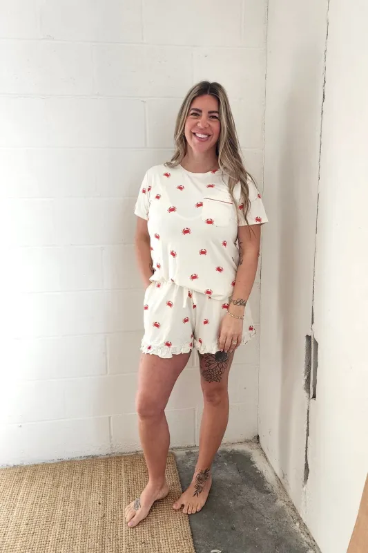 Ladies Ruffled Short Set - CRAB made by Bambi and Birdie