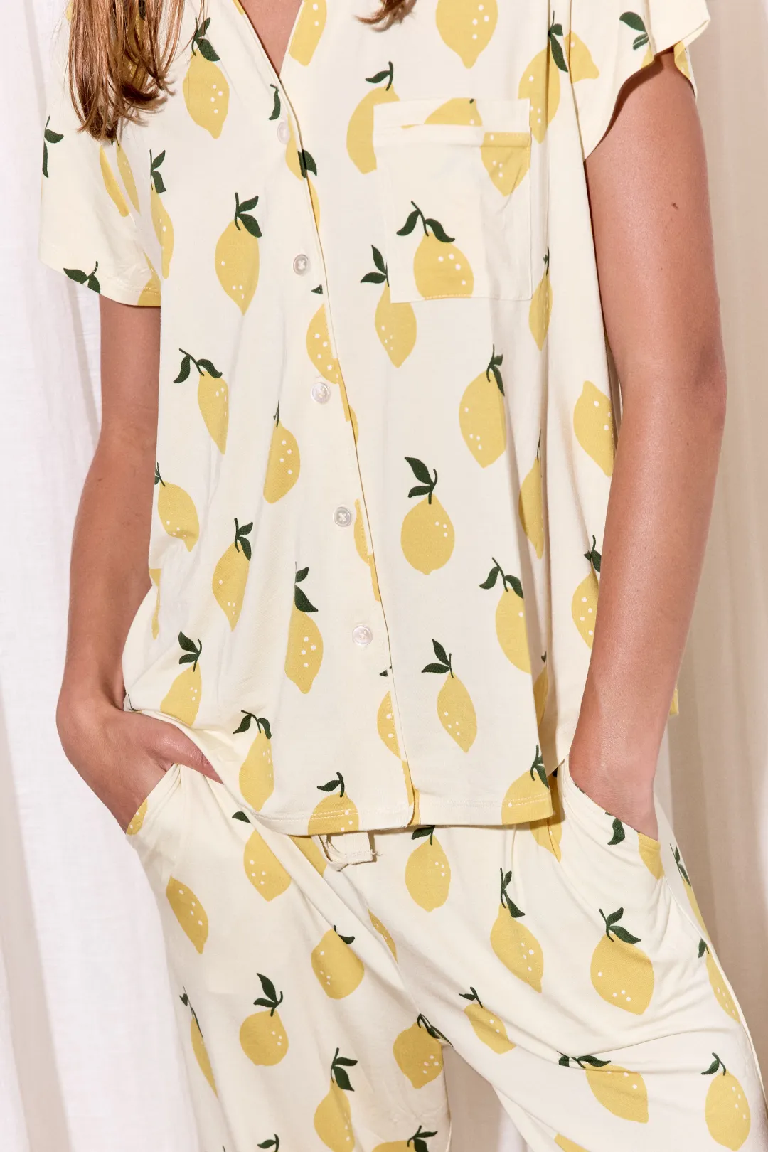 Ladies Mandarin Cropped Pant Set - LEMON SORBET sold by Bambi and Birdie product image thumbnail 2