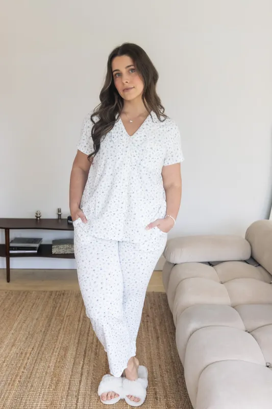 Ladies Scalloped Collared Pant Set - SOMETHING BLUE made by Bambi and Birdie