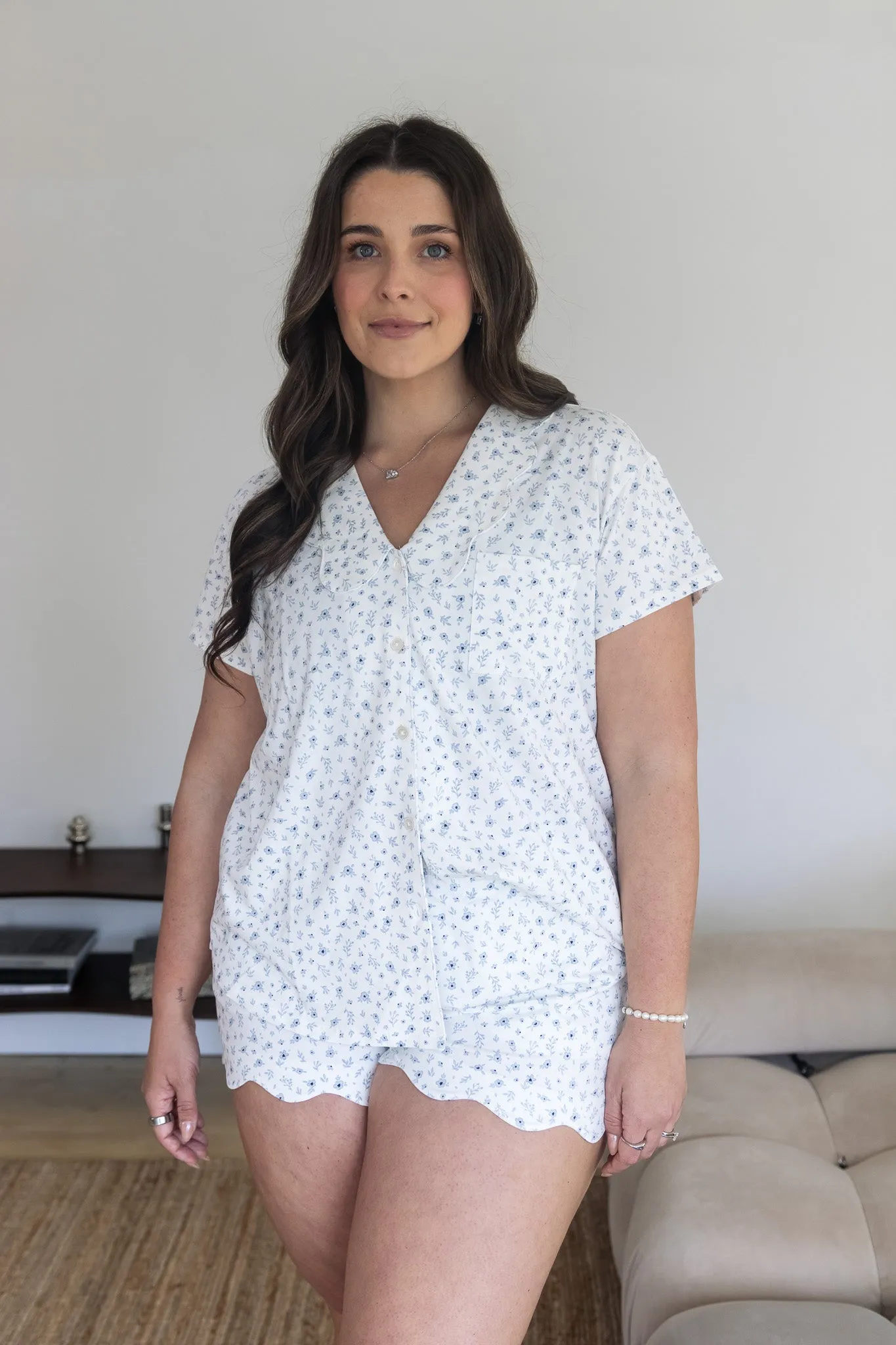 Ladies Scalloped Collared Short Set - SOMETHING BLUE sold by Bambi and Birdie product image thumbnail 3