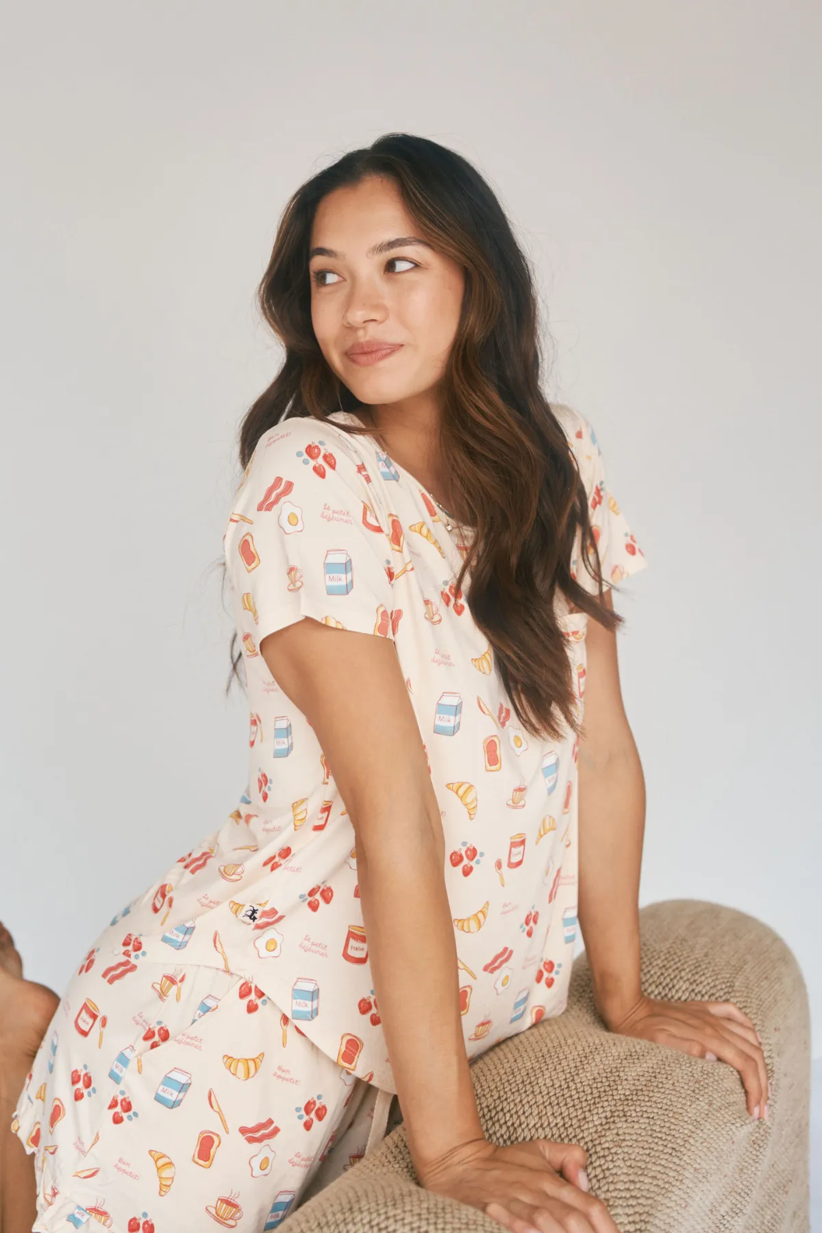 Ladies Ruffled Short Set - BREAKFAST IN BED sold by Bambi and Birdie