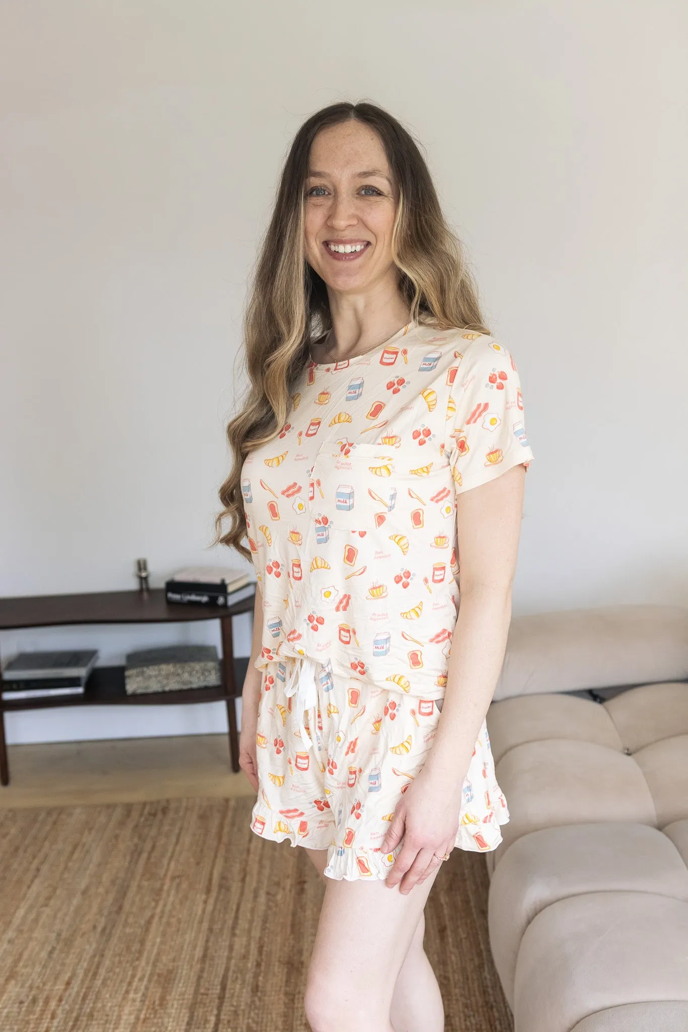 Ladies Ruffled Short Set - BREAKFAST IN BED sold by Bambi and Birdie product image thumbnail 3