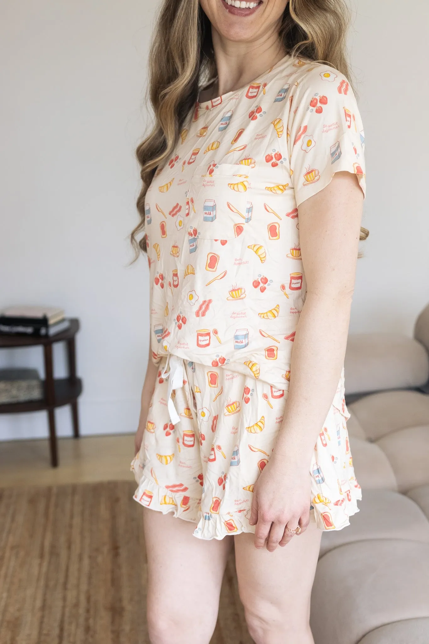 Ladies Ruffled Short Set - BREAKFAST IN BED sold by Bambi and Birdie product image thumbnail 5
