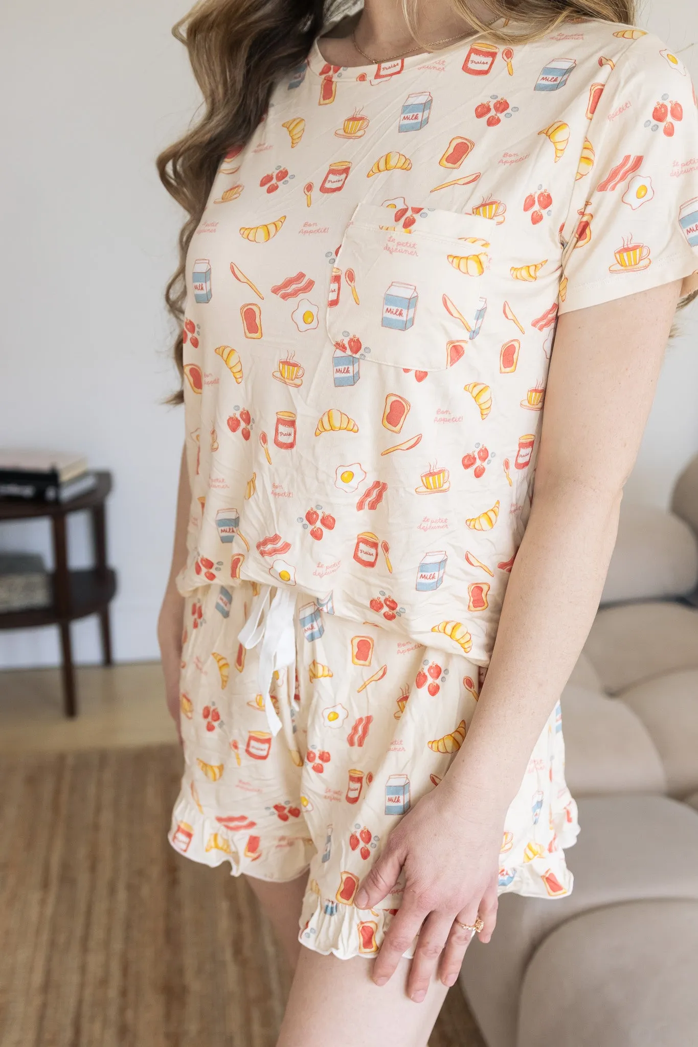 Ladies Ruffled Short Set - BREAKFAST IN BED sold by Bambi and Birdie product image thumbnail 4