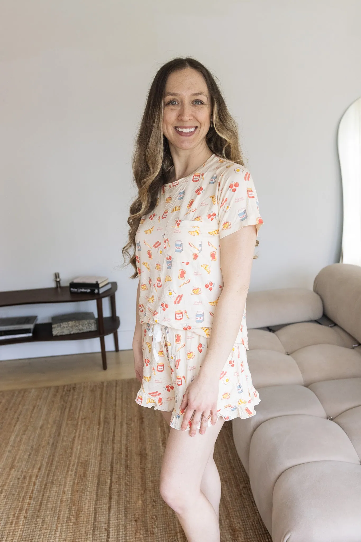 Ladies Ruffled Short Set - BREAKFAST IN BED sold by Bambi and Birdie product image thumbnail 2