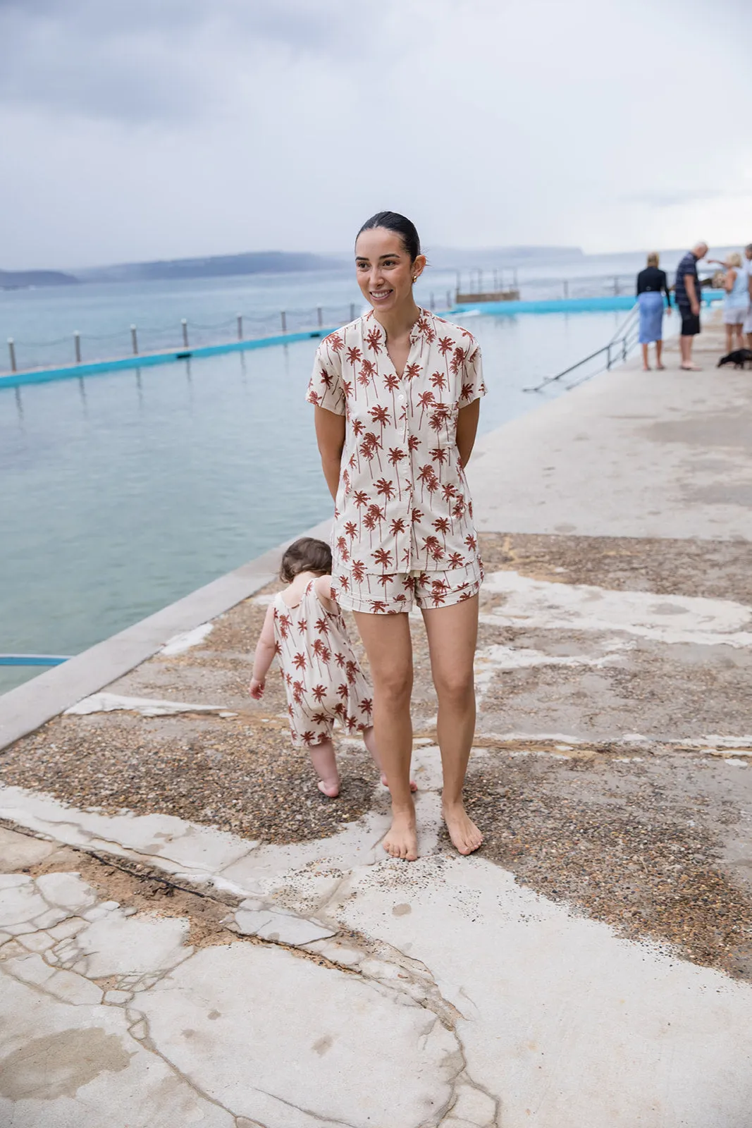 Ladies Mandarin Collar Short Set - PALMS sold by Bambi and Birdie