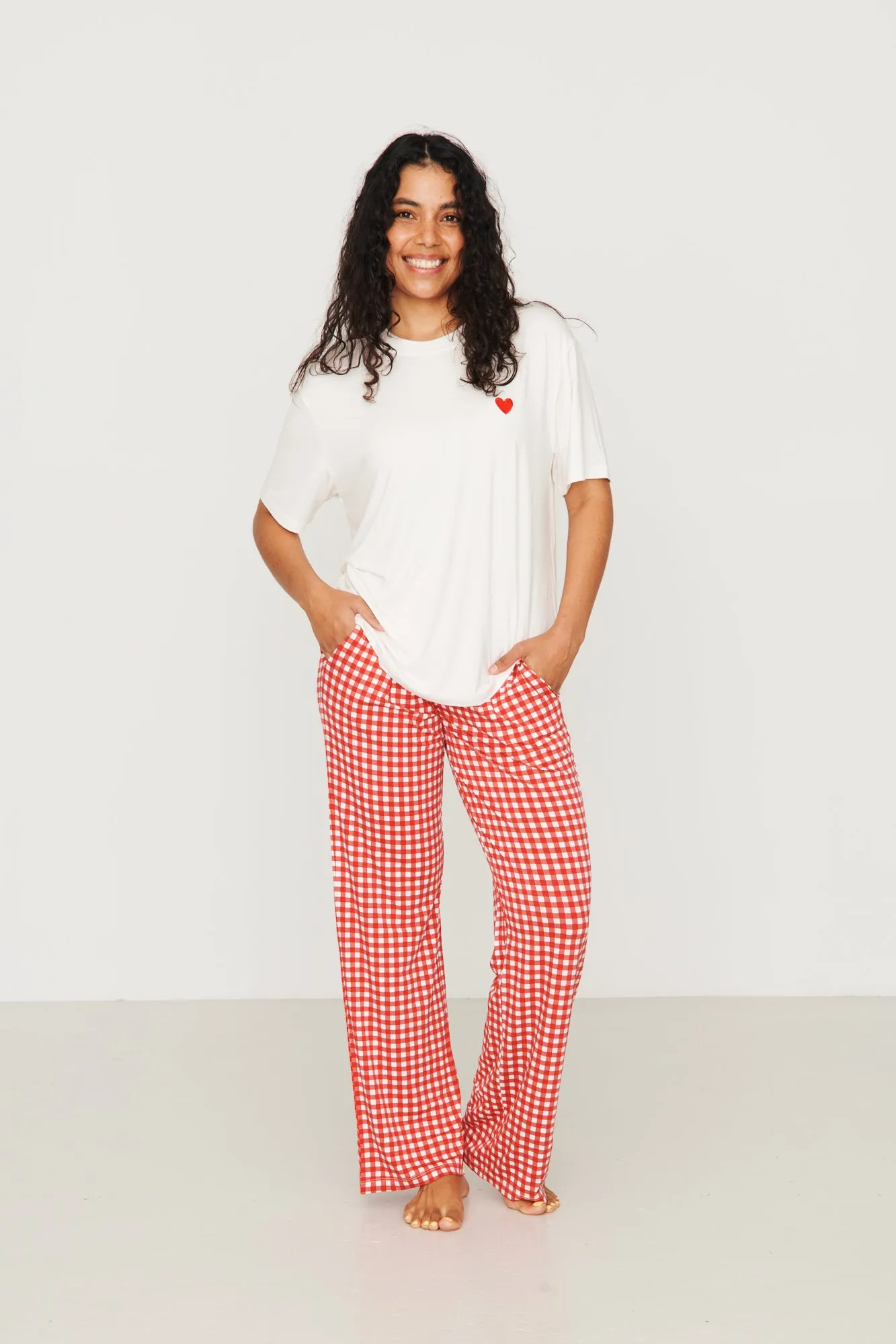 Ladies Boxer Pant Set - RED GINGHAM sold by Bambi and Birdie product image thumbnail 4