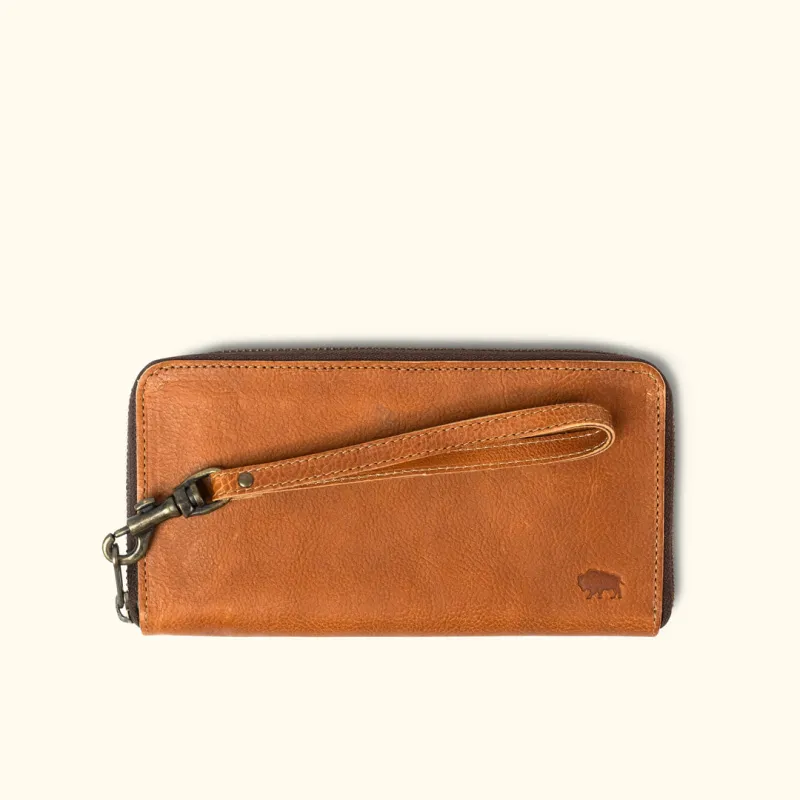 Madison Leather Wristlet Wallet | Saddle Tan sold by Buffalo Jackson