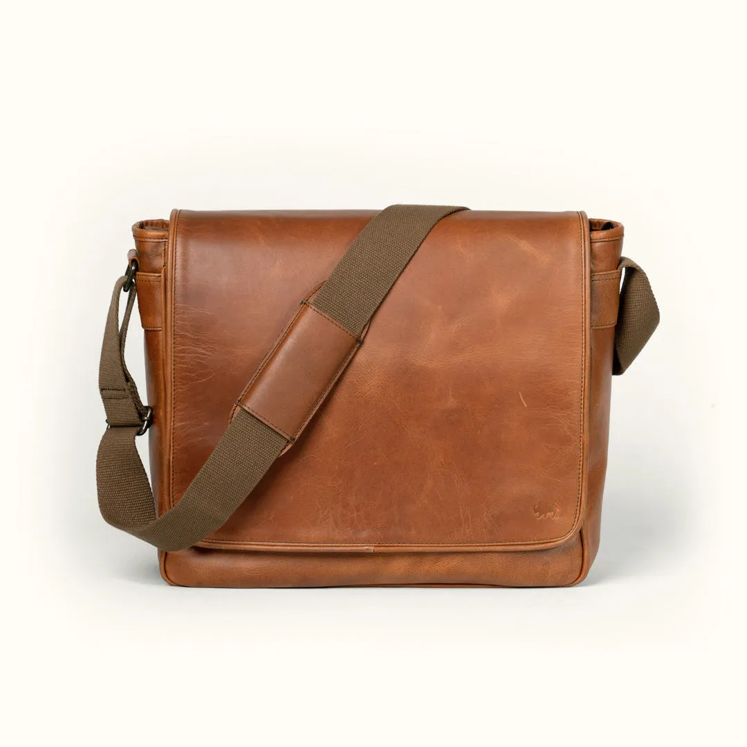 Roosevelt Buffalo Leather Satchel Messenger Bag | Amber Brown sold by Buffalo Jackson product image thumbnail 3