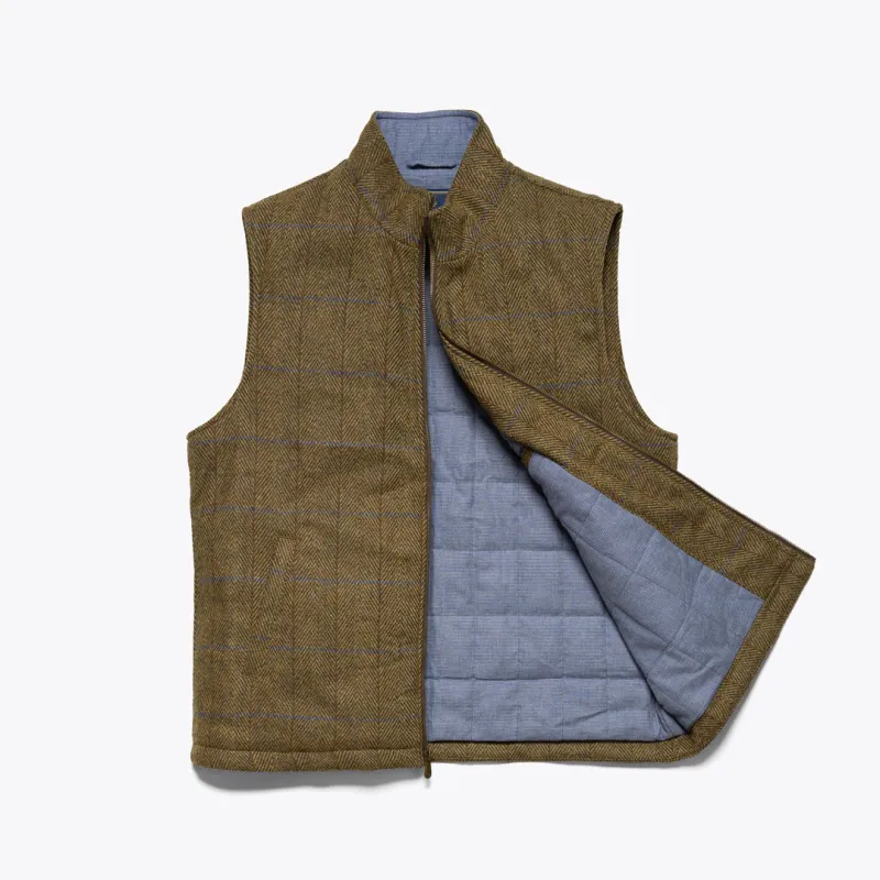 Ashton Wool Herringbone Vest - Mosswood sold by Buffalo Jackson