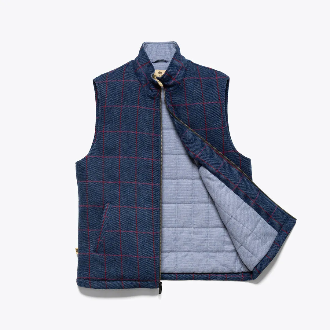 Ashton Wool Herringbone Vest | Clan Blue sold by Buffalo Jackson