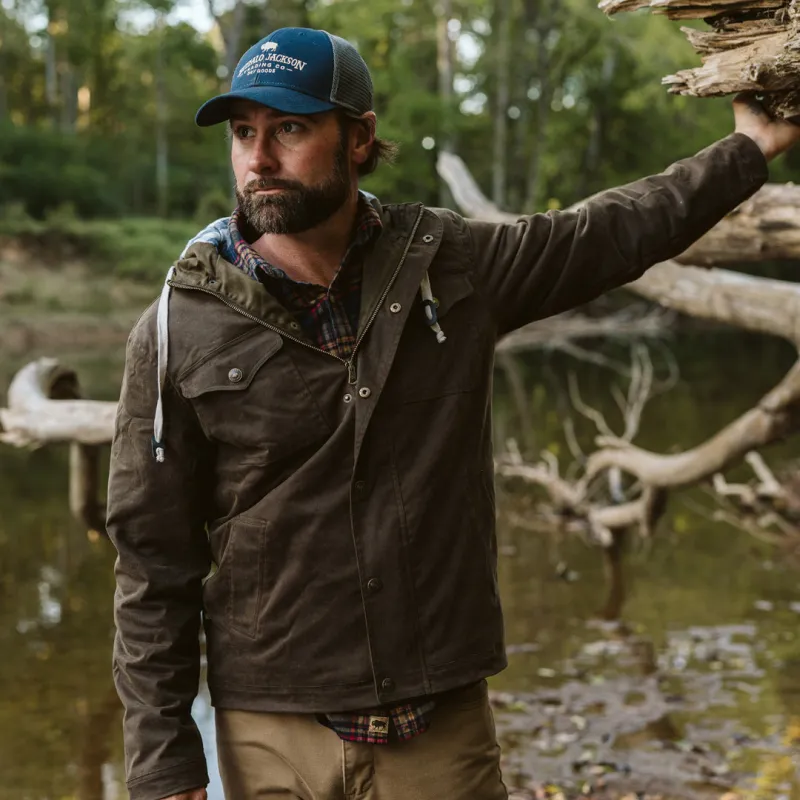 Marshall Hooded Jacket | Waxed Canvas - Dark Khaki sold by Buffalo Jackson