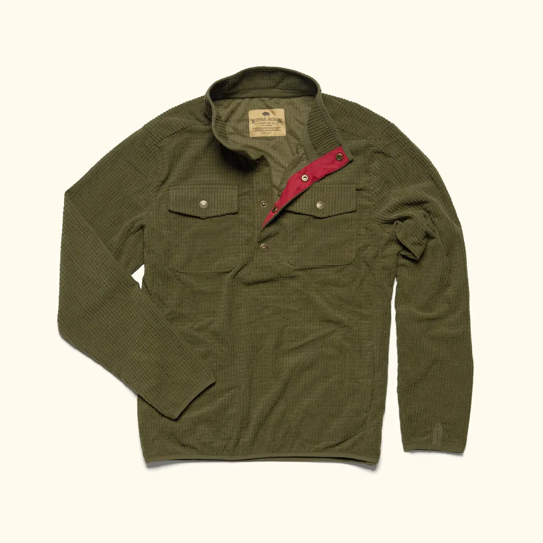 Yosemite Waffle Fleece Pullover | Moss Green sold by Buffalo Jackson product image thumbnail 2