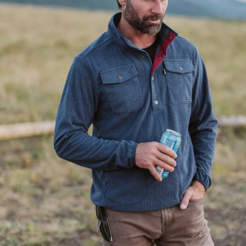 Yosemite Waffle Fleece Pullover | Mesa Blue sold by Buffalo Jackson