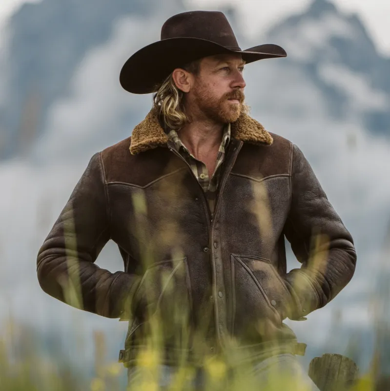 Jackson Shearling Leather Jacket | Brown sold by Buffalo Jackson