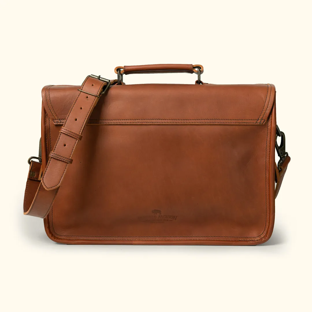 Roosevelt Buffalo Leather Briefcase Bag | Amber Brown sold by Buffalo Jackson product image thumbnail 3