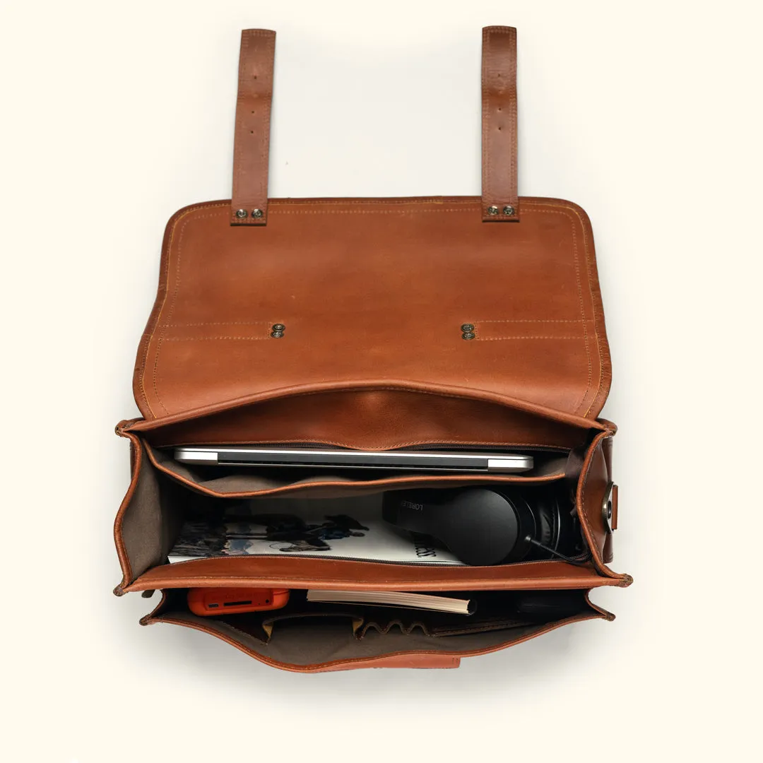 Roosevelt Buffalo Leather Briefcase Bag | Amber Brown sold by Buffalo Jackson product image thumbnail 4