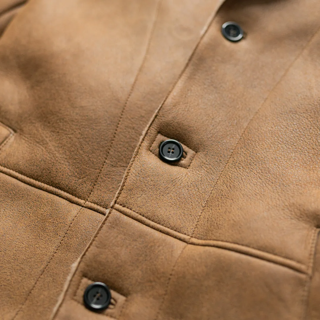 Big Sky Shearling Leather Blazer | Sandstone Brown sold by Buffalo Jackson product image thumbnail 4