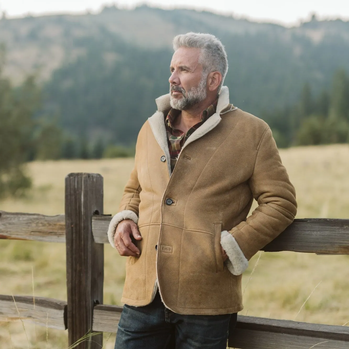 Big Sky Shearling Leather Blazer | Sandstone Brown sold by Buffalo Jackson product image thumbnail 2