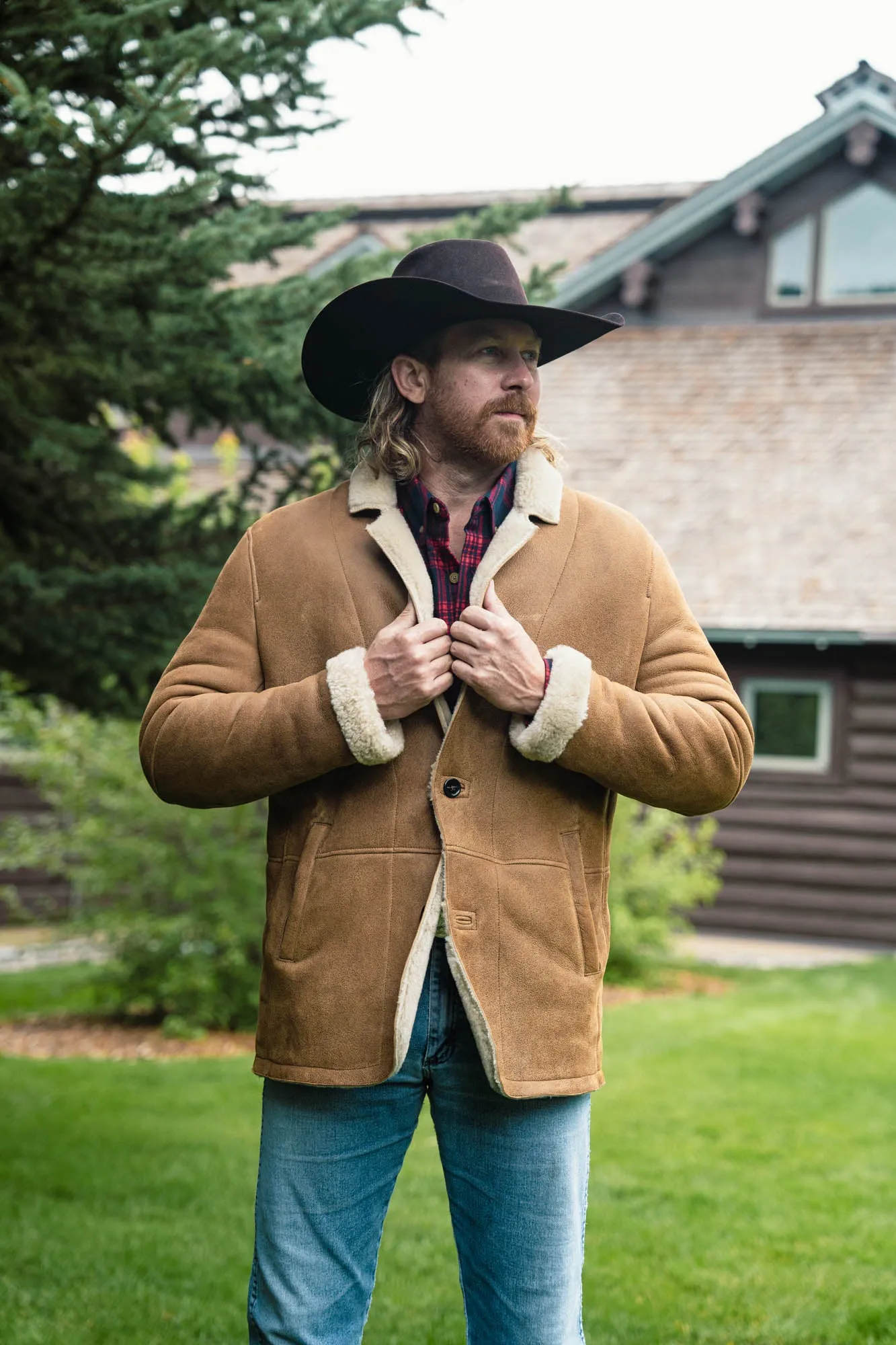 Big Sky Shearling Leather Blazer | Sandstone Brown sold by Buffalo Jackson product image thumbnail 5