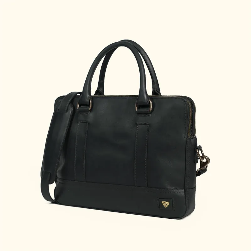Limited Edition Jefferson Leather Attaché Briefcase | Black sold by Buffalo Jackson