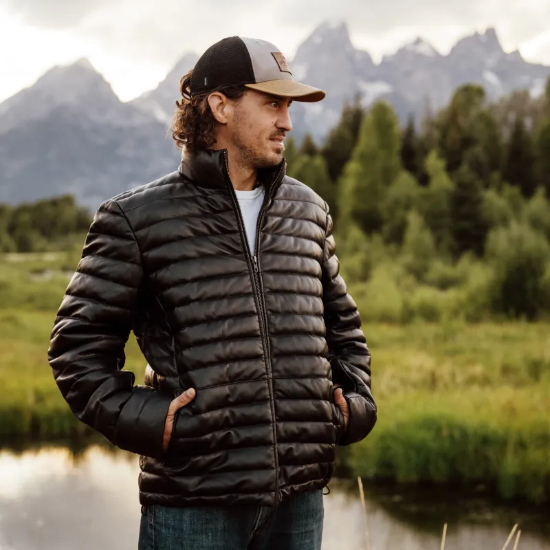 Bridger Leather Down Jacket | Black sold by Buffalo Jackson