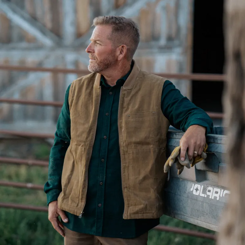 Laramie Waxed Canvas Vest | Tobacco Tan sold by Buffalo Jackson