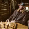 Shearling Leather Bomber Jacket | Grizzly Brown sold by Buffalo Jackson