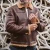 Shearling Leather Bomber Jacket | Grizzly Brown sold by Buffalo Jackson