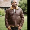 Shearling Leather Bomber Jacket | Grizzly Brown sold by Buffalo Jackson