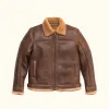 Shearling Leather Bomber Jacket | Grizzly Brown sold by Buffalo Jackson
