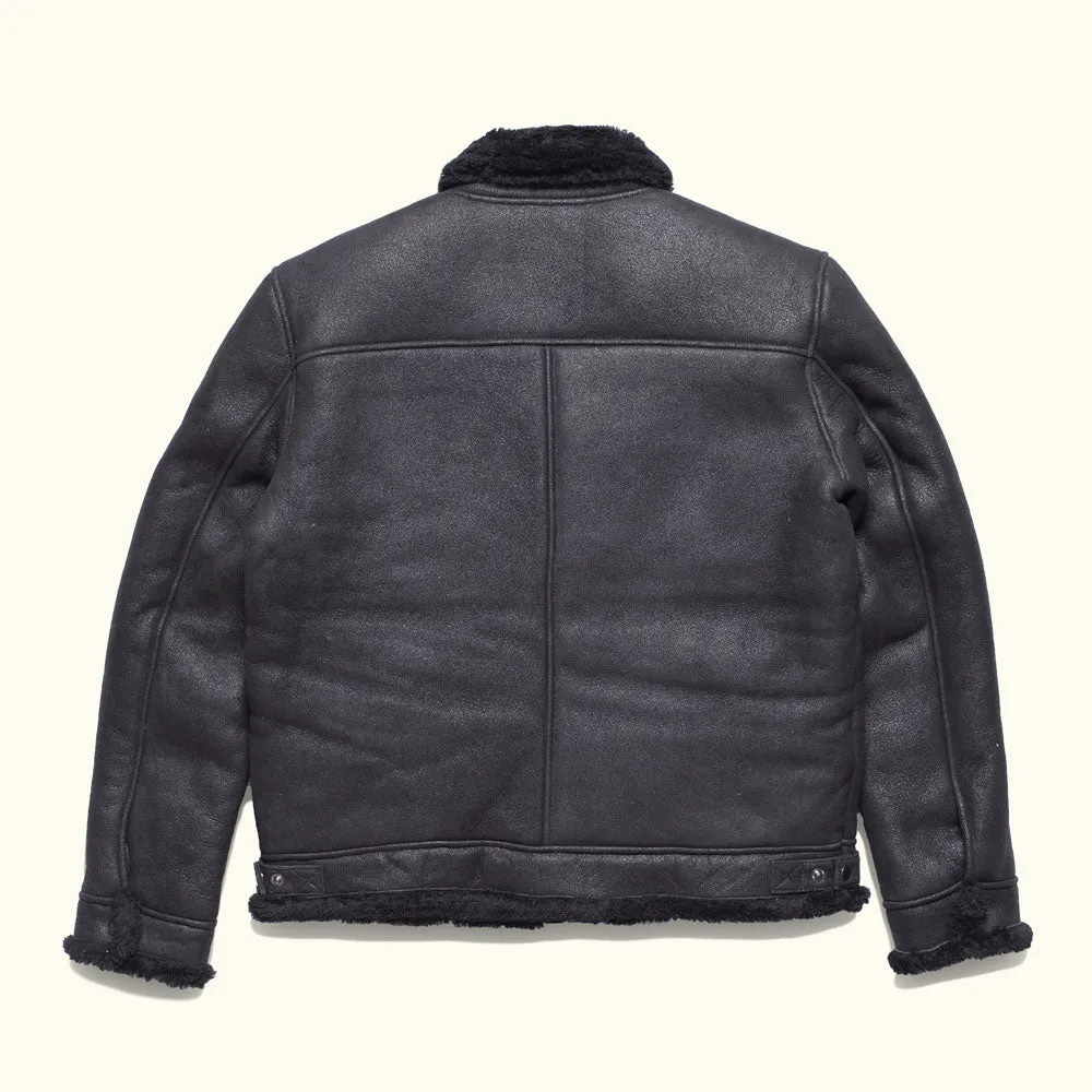 Shearling Leather Bomber Jacket | Black sold by Buffalo Jackson product image thumbnail 4