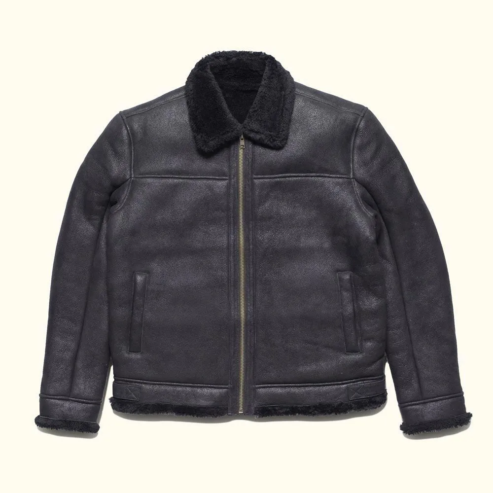 Shearling Leather Bomber Jacket | Black sold by Buffalo Jackson product image thumbnail 2