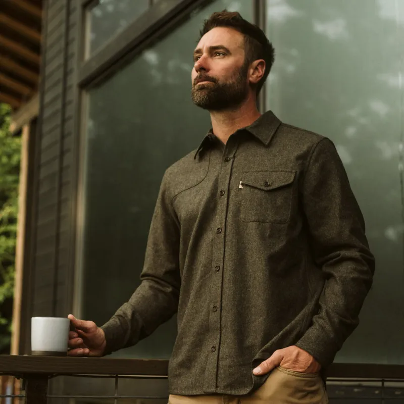 Gunnison Wool-Blend Solid Flannel Shirt | Heather Green sold by Buffalo Jackson