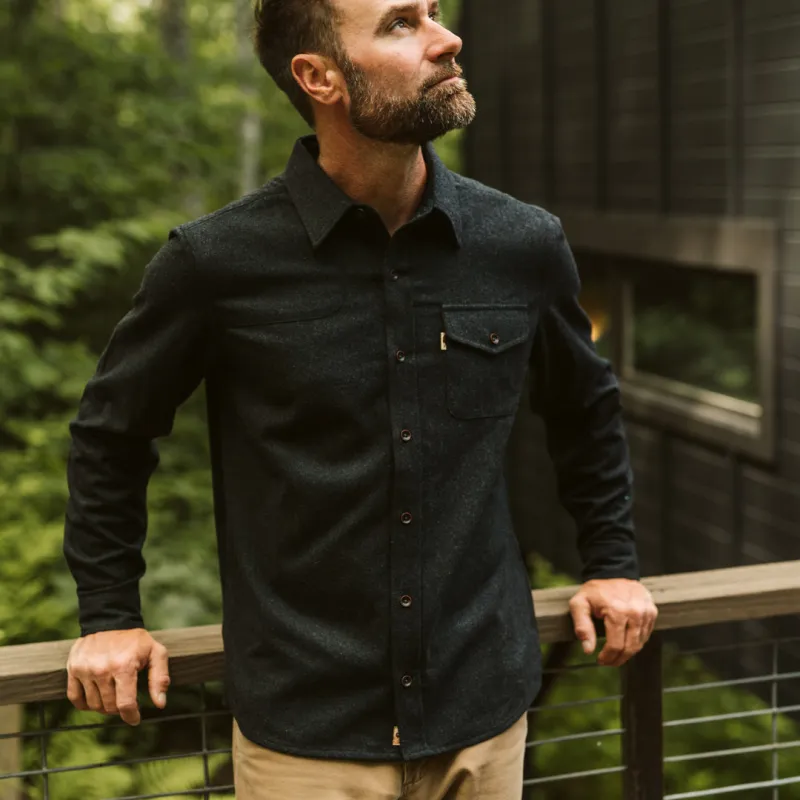 Gunnison Wool-Blend Solid Flannel Shirt | Dark Heather Charcoal sold by Buffalo Jackson