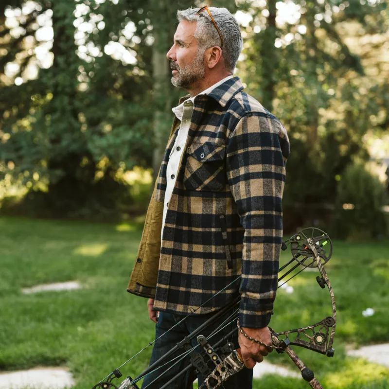 Yukon Wool Shirt Jac | Tan and Navy sold by Buffalo Jackson