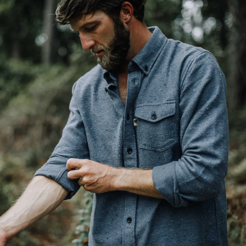 Murphy Fleck Flannel Cotton Shirt | Bridgewater Blue sold by Buffalo Jackson