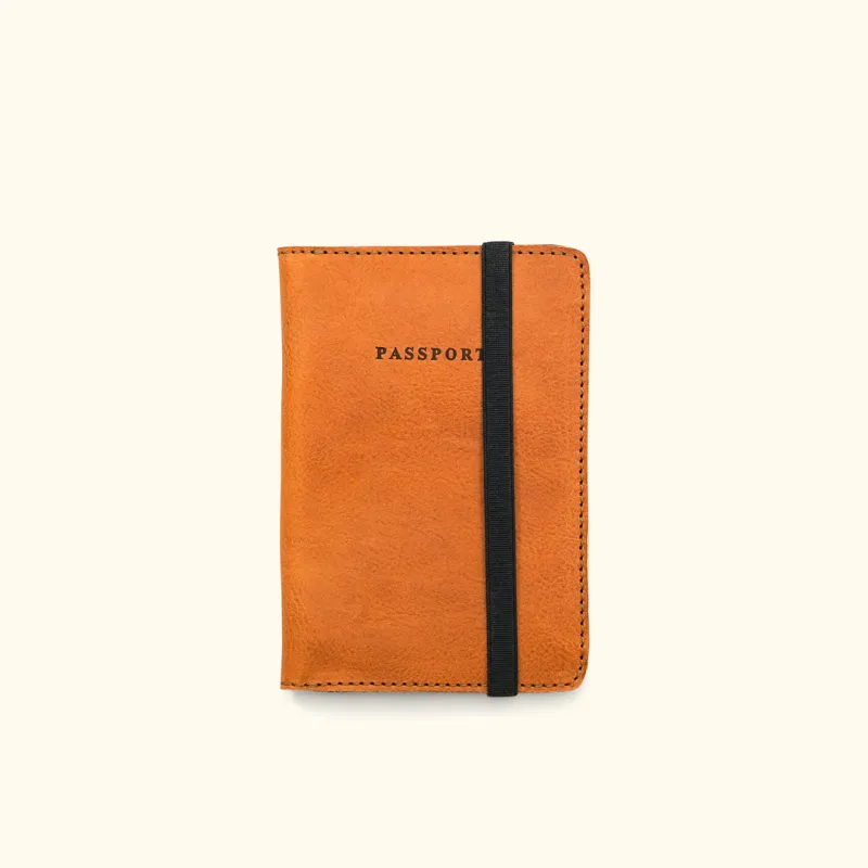 Dakota Leather Field Notes Cover & Passport Travel Wallet, Passport Emboss | Saddle Tan made by Buffalo Jackson