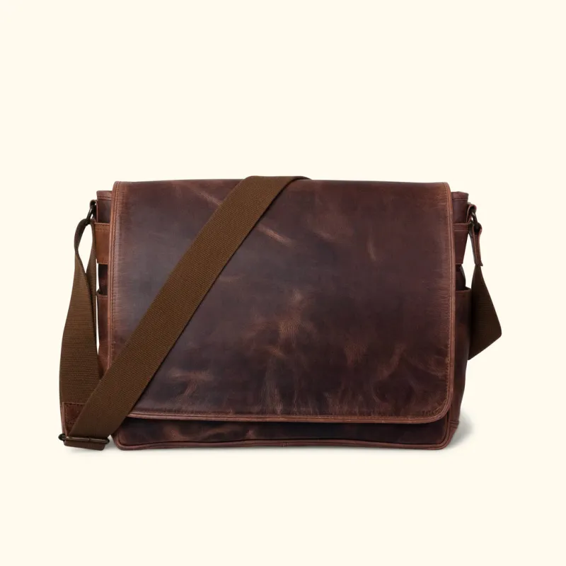 Roosevelt Buffalo Leather Satchel Messenger Bag - Large | Dark Oak sold by Buffalo Jackson