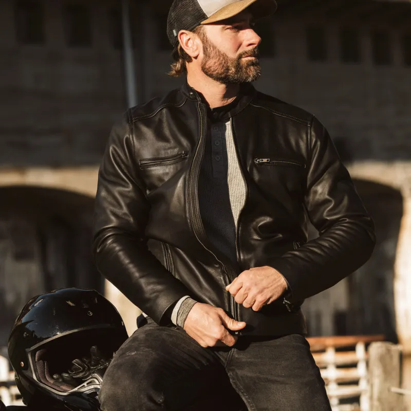 Thompson Leather Moto Jacket | Black sold by Buffalo Jackson