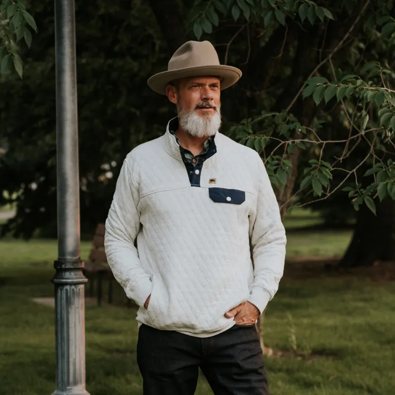 Cannon Quilted Pullover | Ecru Heather sold by Buffalo Jackson