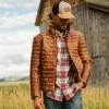 Bridger Leather Down Jacket | Light Brown sold by Buffalo Jackson