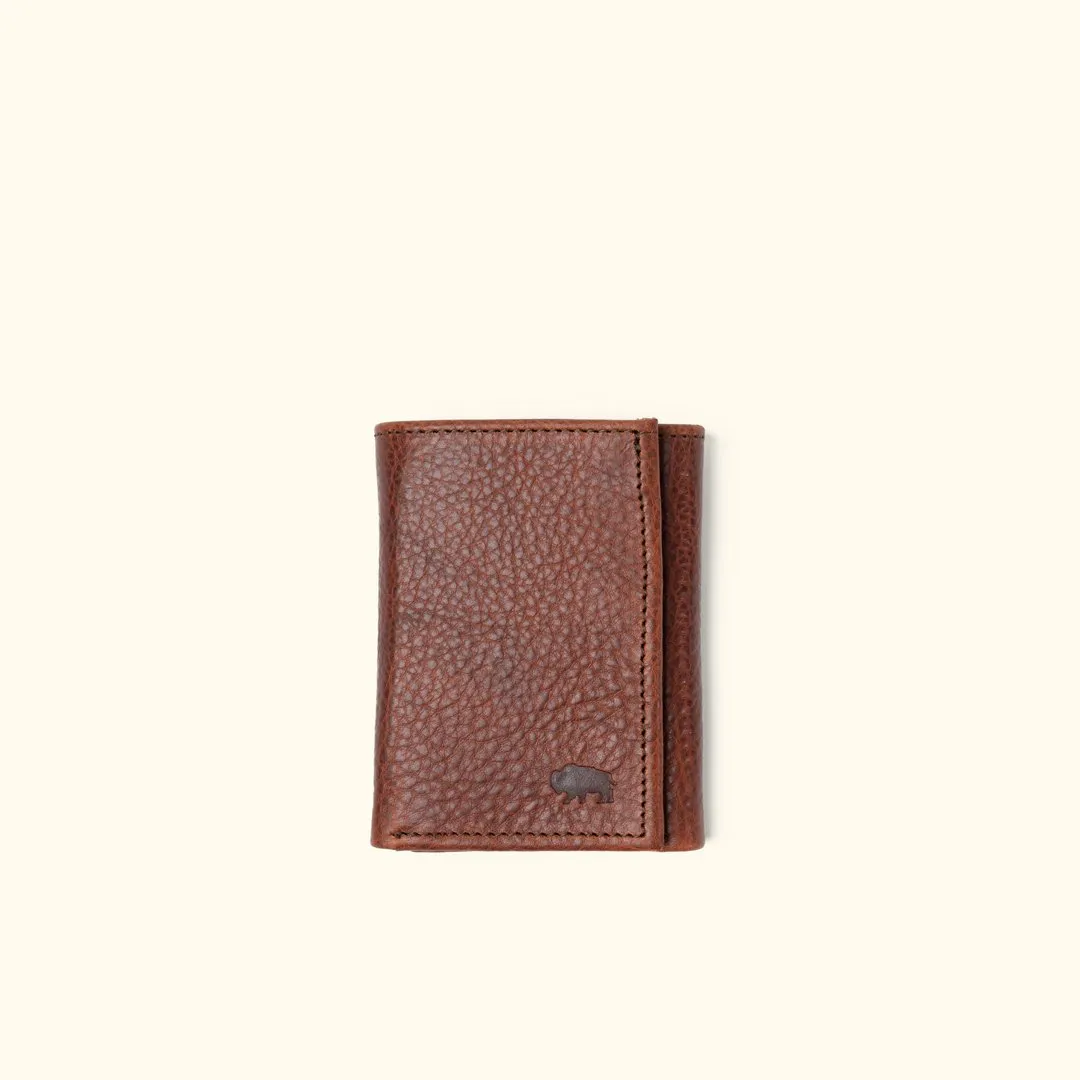 Ryder Reserve Bison Leather Trifold Wallet | Brown sold by Buffalo Jackson