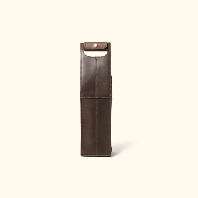 Denver Leather Wine Tote - Single | Dark Briar sold by Buffalo Jackson