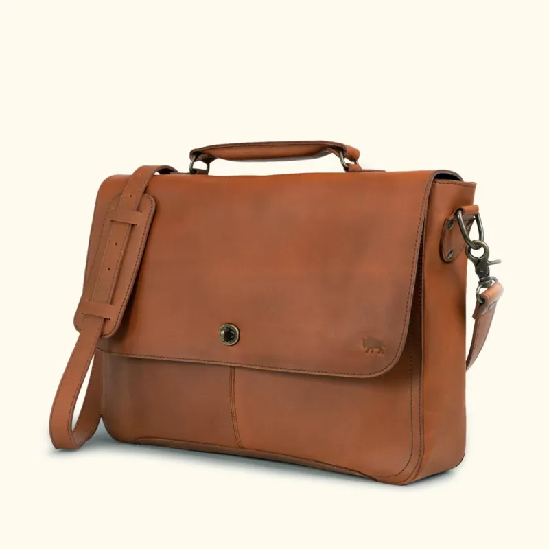 Roosevelt Leather Laptop Messenger Bag | Amber Brown sold by Buffalo Jackson